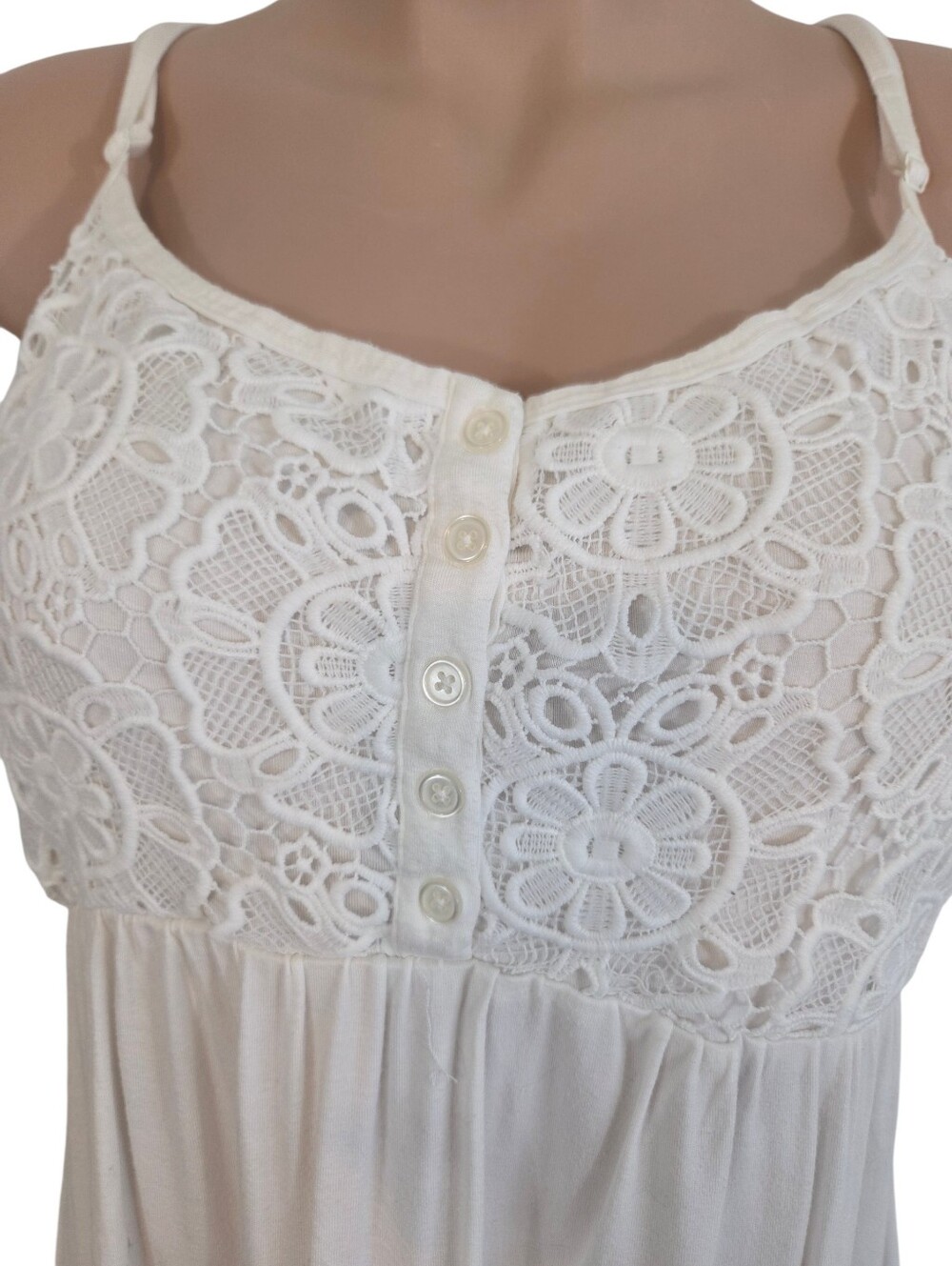 Torrid Crochet Lace White Babydoll Cami With Adjustable Straps Size 4 Pre-Owned - Picture 4 of 13